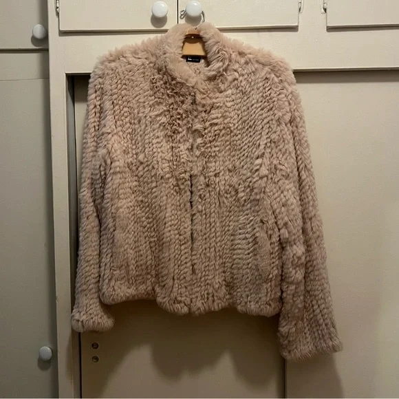 Love Token Blush Pink Rabbit Fur Jacket - Picture 5 of 8